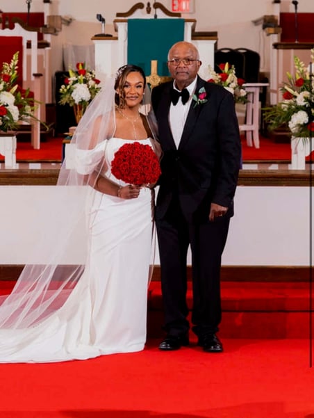 Erby celebrates a milestone with Candice on her wedding day in 2026