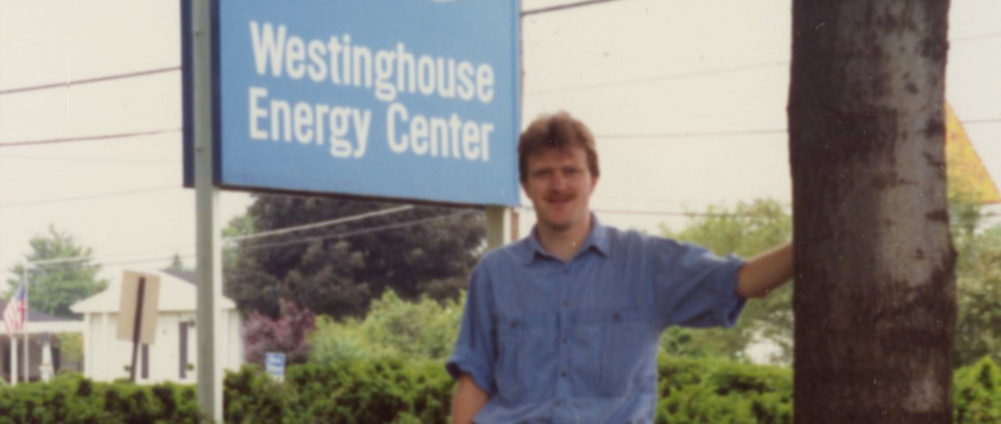 David outside of Westinghouse Headquarters in 1986. David outside of Westinghouse Headquarters in 1986.