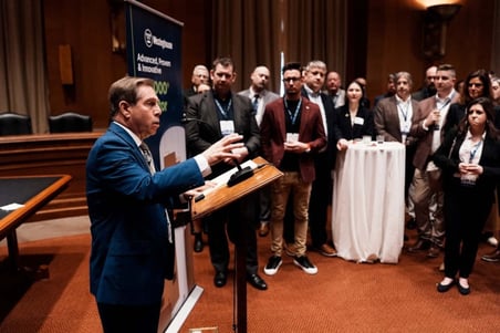 U.S. Rep. Ted Fleischmann talked with AP1000 suppliers about the enthusiasm in Congress for new nuclear energy projects on Tuesday, March 24, 2026.